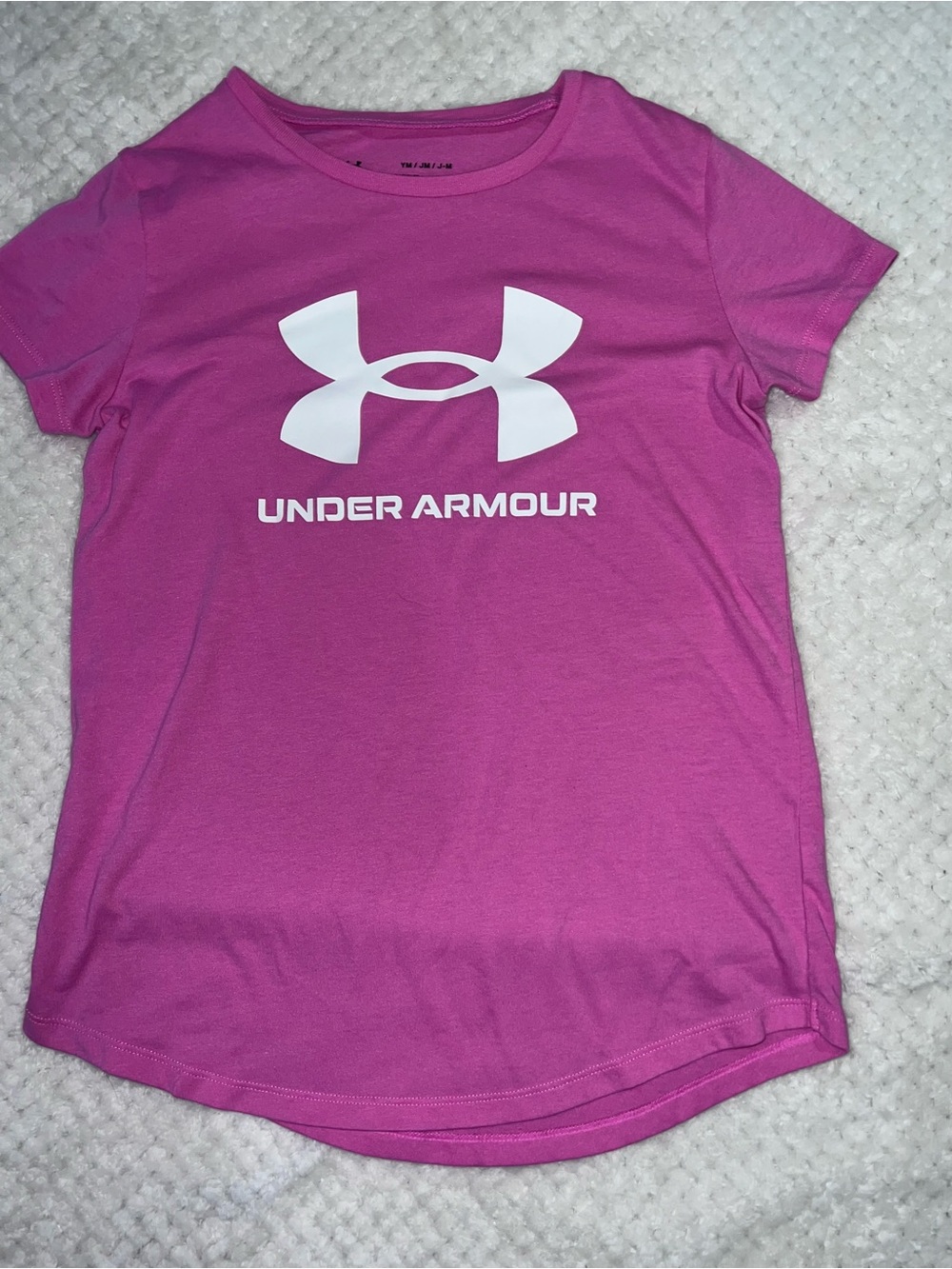 Under Armour Girls' Pink Short Sleeve Logo Tee Medium